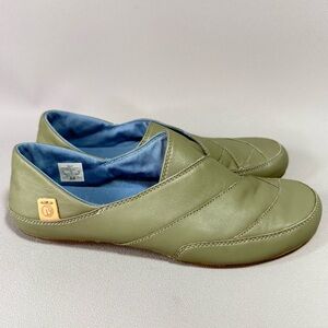 Merrell Vertiver Green Leather Slip-on Flat Shoes